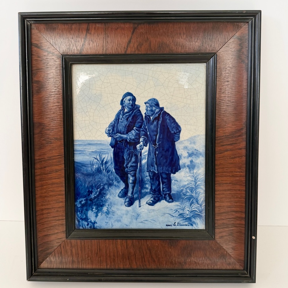 SUPER RARE‎ 1905 Royal Delft Framed Tile Painting By Heijenoort, G. Van, Antique